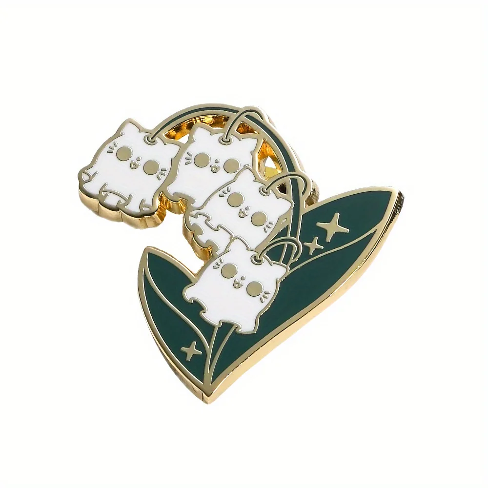 دبوس المينا الصلب للهالوين كاواي شبح في ليلي أوف ذا فالي، بروش معدني على شكل زهرة نباتية كهدية إكسسوار للمجوهرات