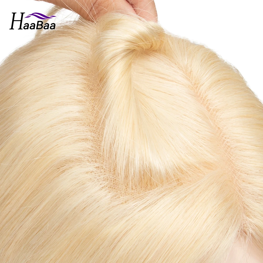 Mono Lace Human Hair Pieces Women Topper Natural 10-16 Inch Side Part 12X14cm Blonde Human Hair Topper 100% Real Human Hair