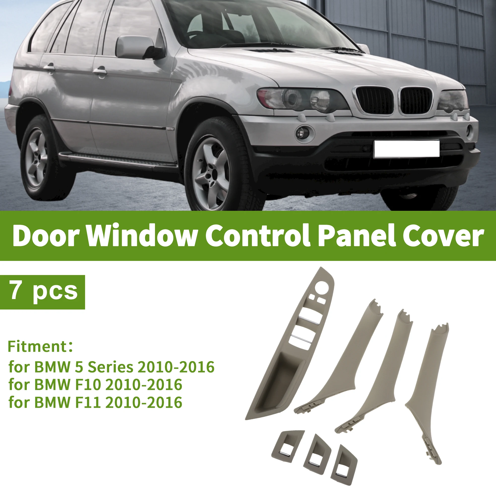 

UXCELL 7-częściowa крышка переключателя переднего левого окна для BMW 5 серии 2010-2016 гг.