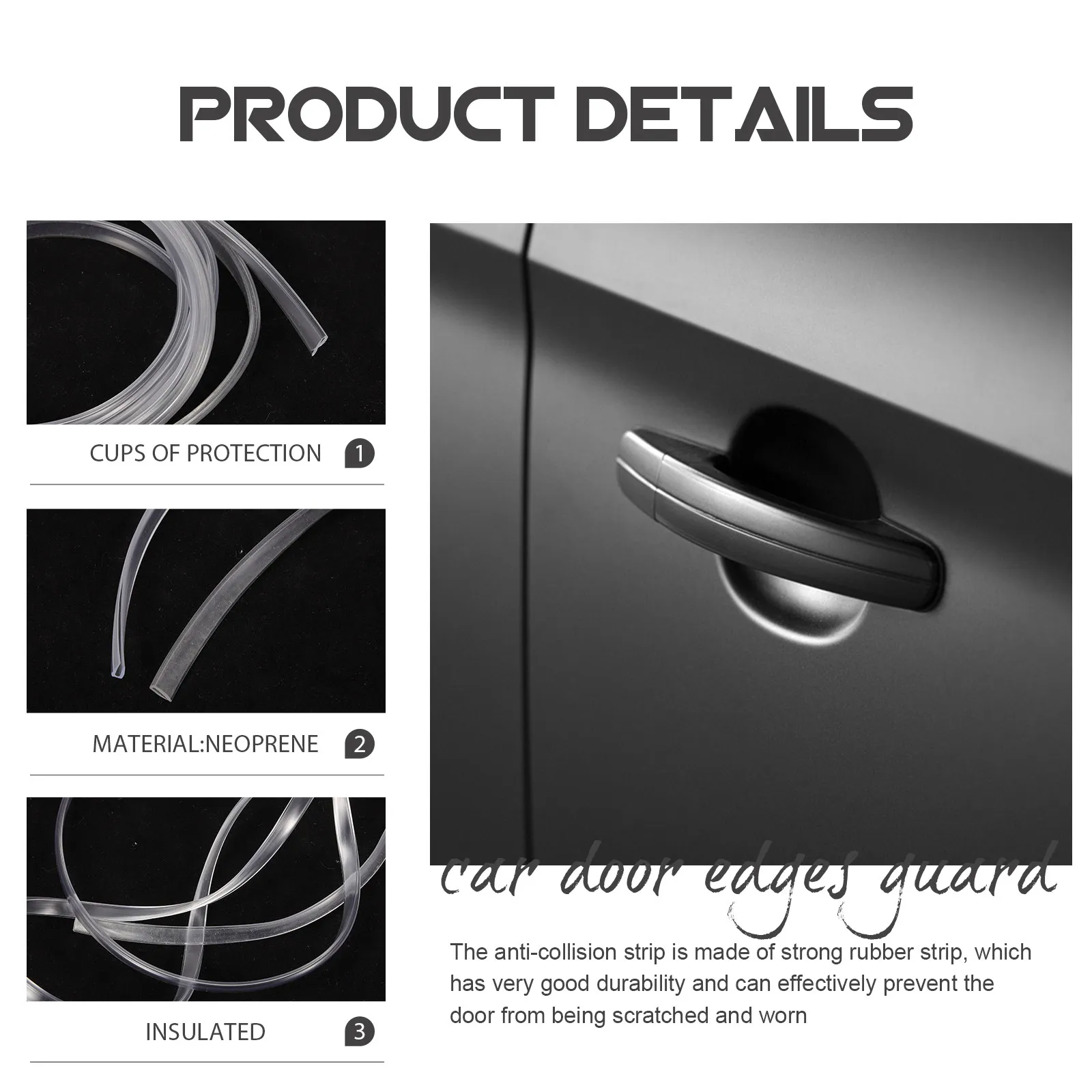 1 Roll 2M Flexible Car Door Protective Strip Transparent Rubber Edges Guard Invisible Trim Molding Anti-Bump Door Seal for Cars