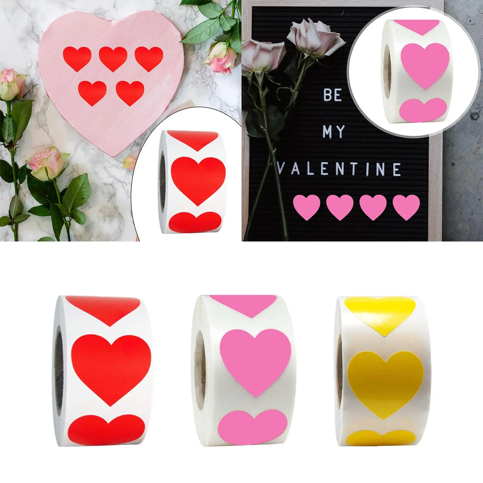 Heart Stickers 1 Roll Valentines Day Decoration Gift Box 2.5cm Love Labels for Anniversary Festival Holidays Party Engagement