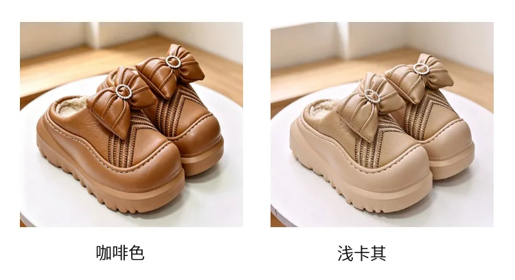 Neue, weiche, wasserdichte Hausschuhe mit hohem Absatz und Plüschfutter für Damen, dicke Plateausohle, warme Winter-Mules ohne Rücken, Mädchen-Elevator-Schuhe – Detail 9