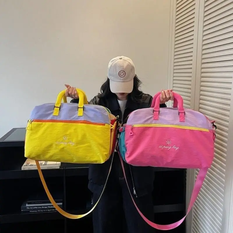 Dopamine Travel Bag Large-Capacity Vibrant Color Lightweight Luggage Durable Waterproof Duffel for Women Men Trip Vacation Gift view 3