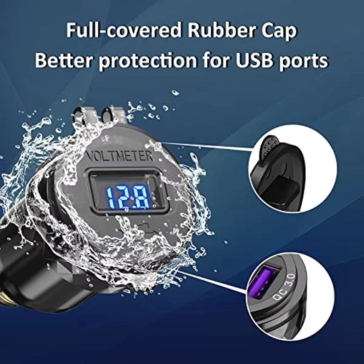 Waterproof Hella Din Plug to USB ON-Off Switch 30W USB C PD3.0 QC3.0 Quick Charge Voltmeter For Ducati Triumph BMW Motorcycle view 4