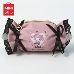 Bolsa de maquillaje con forma de caramelo fresco y bonito con estampado de dibujos animados de Melody Kuromi, almacenamiento portátil, exquisito, compacto y versátil