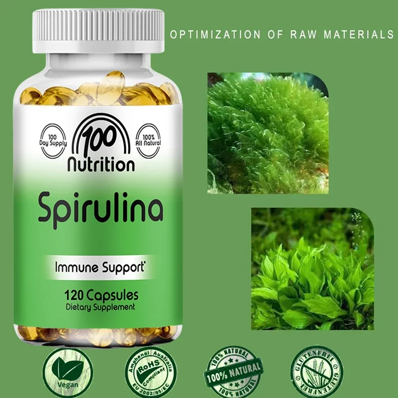 Organic Spirulina 2000 Mg Supplement - Helps Detoxification, Immune System, Cardiovascular, Antioxidants, B Vitamins