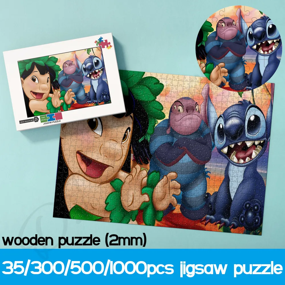 Lilo & Stitch Puzzles for Kids and Adults Disney Classic Cartoon Animation 35 300 500 1000 Pieces of Wooden Jigsaw Puzzles Toys