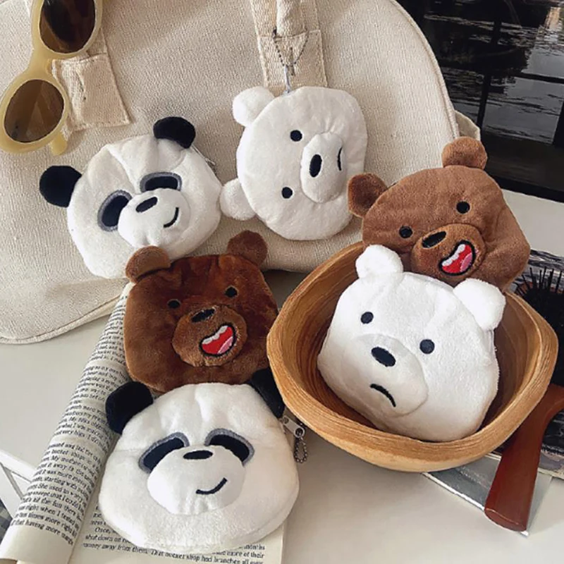 Cute Panda Bear Wallet Coin Purse Key Chain Cute Plush Rabbit Cartoon Cosplay Purse For Women Bag Accessories