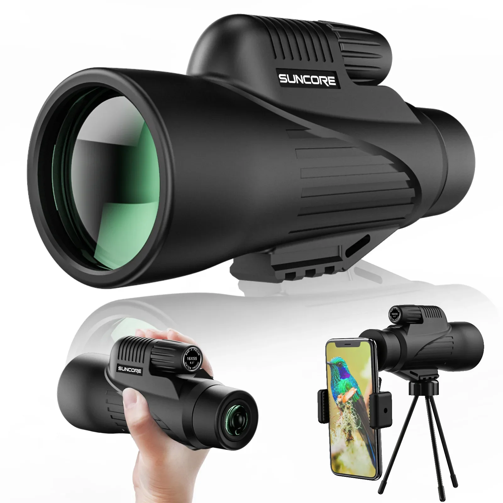 

12X50 HD Monocular, Filled with Nitrogen Waterproof Fog-proof BAK4 FMC Prism Telescopes with Quick Smartphone Holder