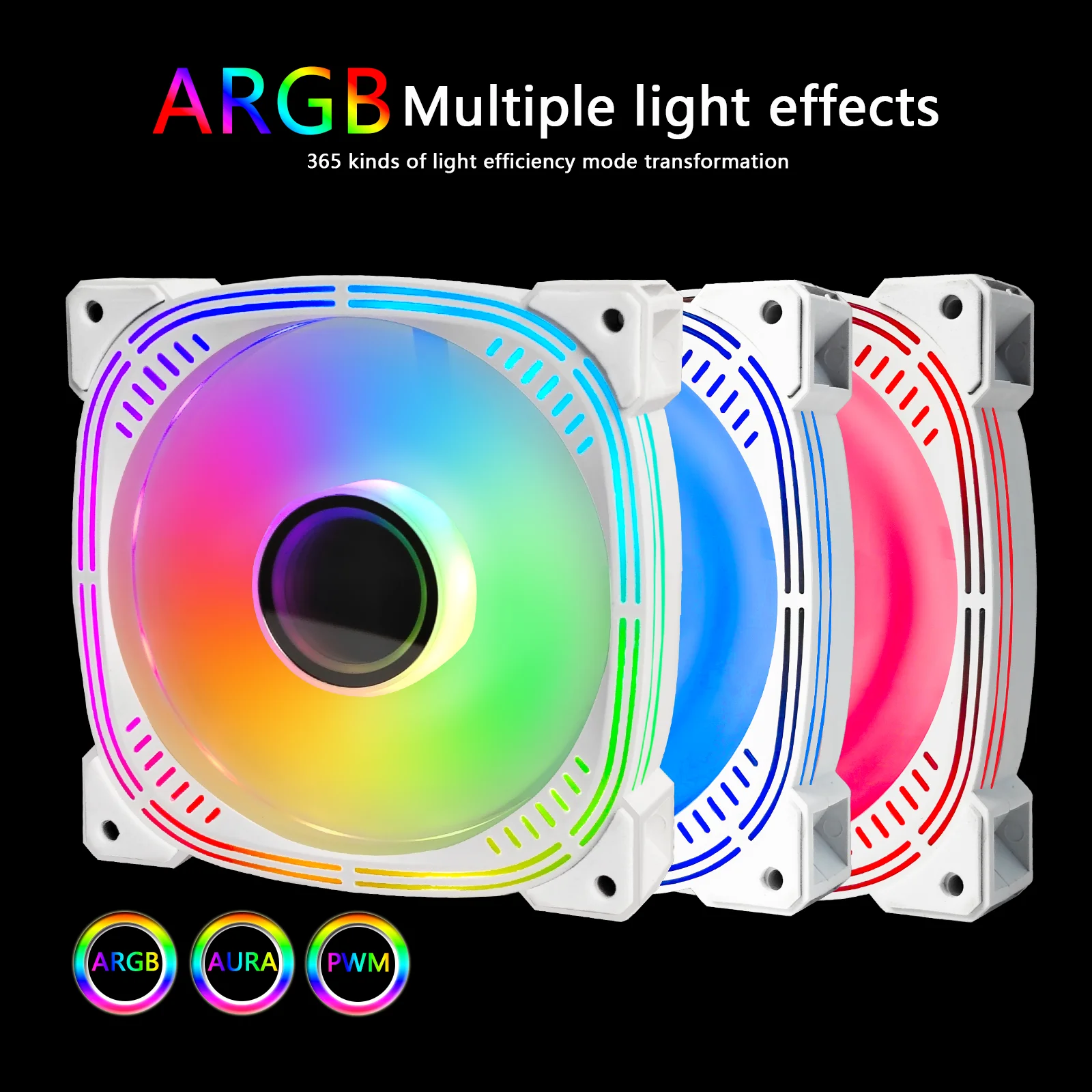 MANMU Case Fan With Infinite Lighting Computer Case Argb Fans Cooler Fan 12v 120mm Pc Rgb Fan with 5V3pin