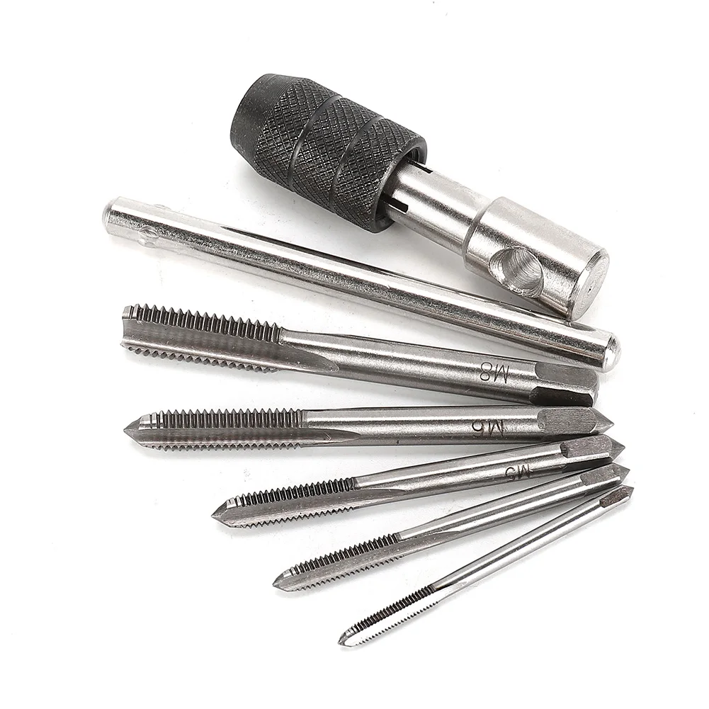 6Pcs Tap Die Set Tap Wrench With M3-M8 Taps Precise Ratcheting T Handle Ratchet Tap Wrench Machinist Tool Accessories With Screw