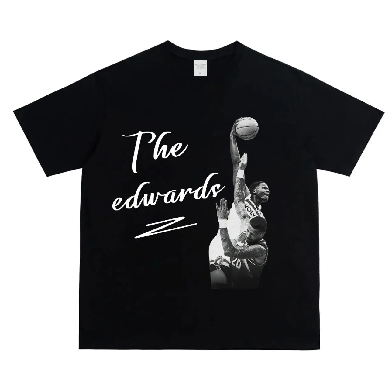 

American Basketball Stars Cotton T-Shirt EDWARDS Collection Printed Short Sleeve Versatile Neckline Vintage Casual Men and Women