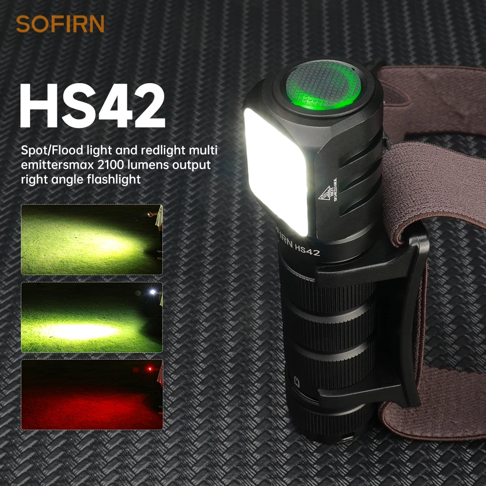 SOFIRN HS42 2100lm 6000K Multi light Sources 3000mah Headlamp SST40 LED Red light Torch USB C Rechargeable with Magnetic