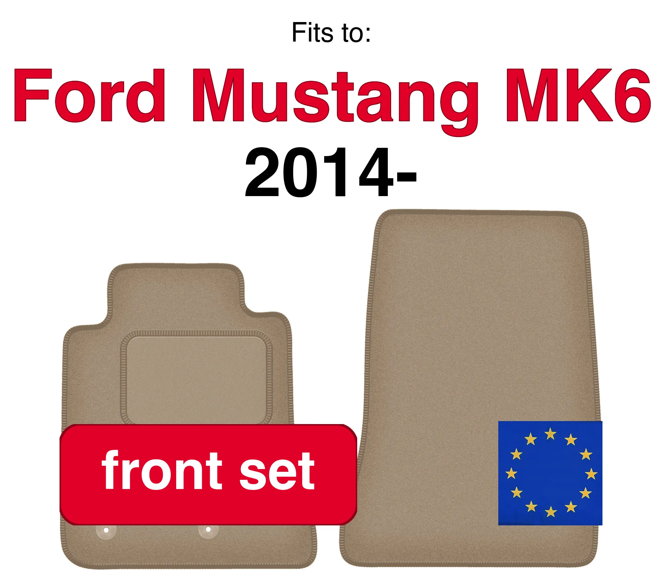 Auto velours vloermatten voor Ford Mustang MK6 Coupe (2014-) -beige (2 stuks) set vloermatten voor in de auto