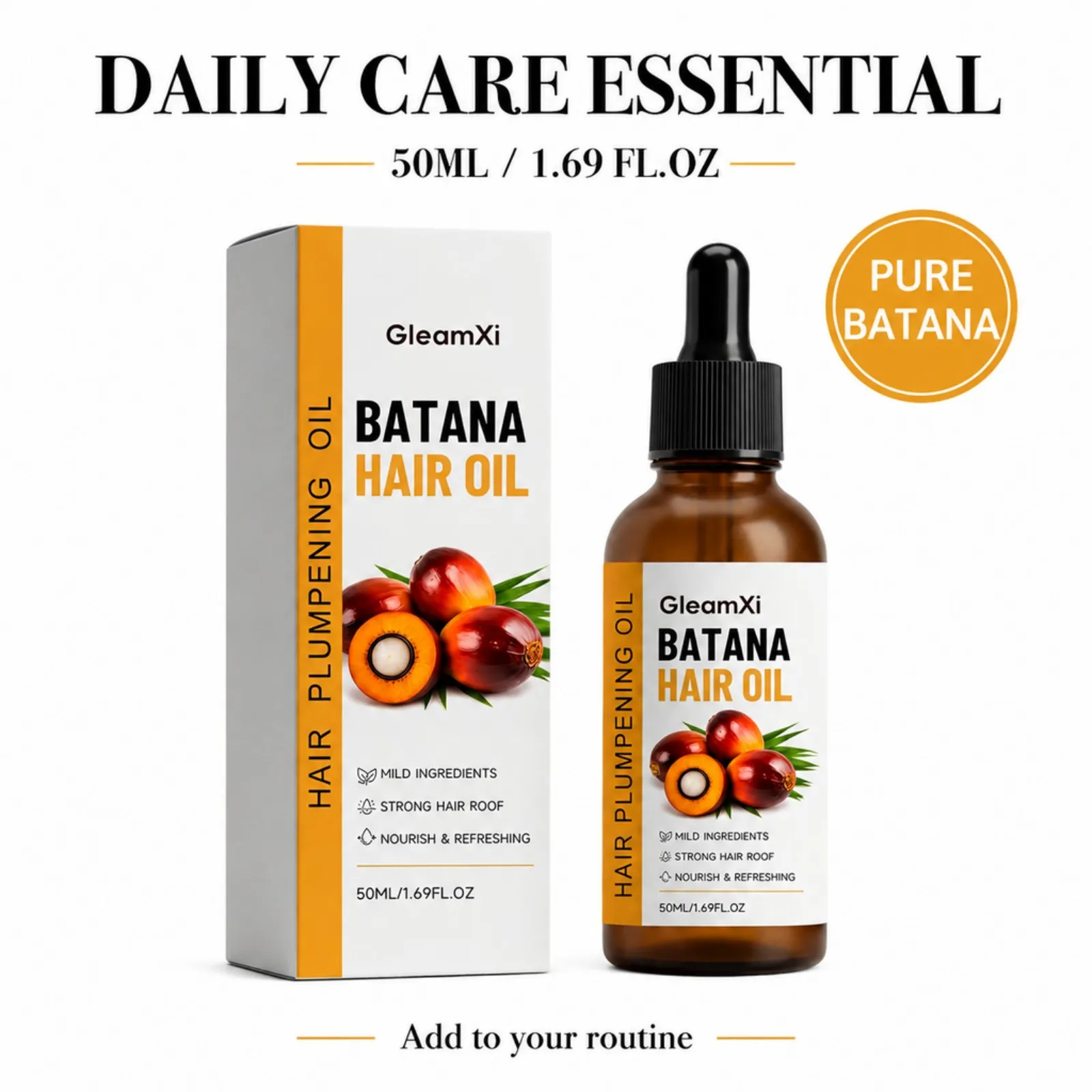 Batana Hair Oil Rosemary Extract Nourish Scalp Strengthen Roots Boost Volume Smooth Frizz Lightweight Care for Men Women 50ml