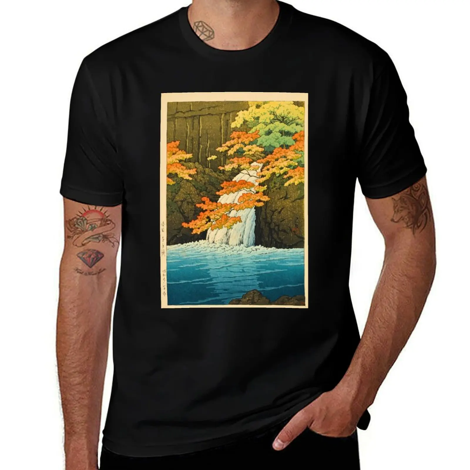 

Akame Senju Taki (Senju Waterfall, Akame) by Hasui Kawase Japanese Waterfall Poster Nature Landscape Art Japandi Decor T-Shirt