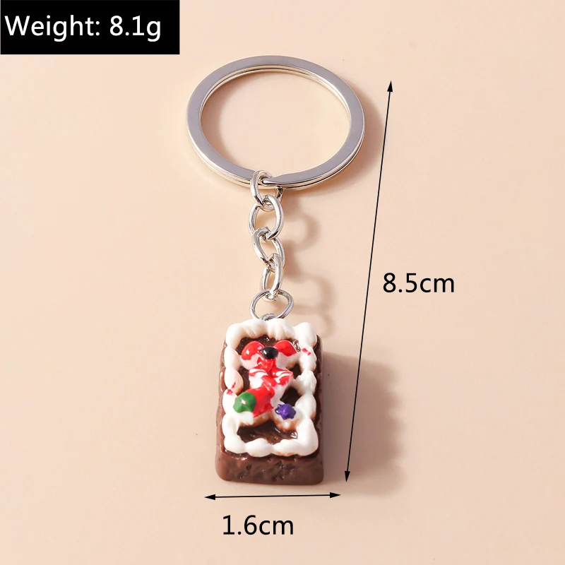 Cute Resin Simulation Food Keychain Cookies Chocolate Key Ring for Car Key Holder Handbag Pendant DIY Jewelry Gifts