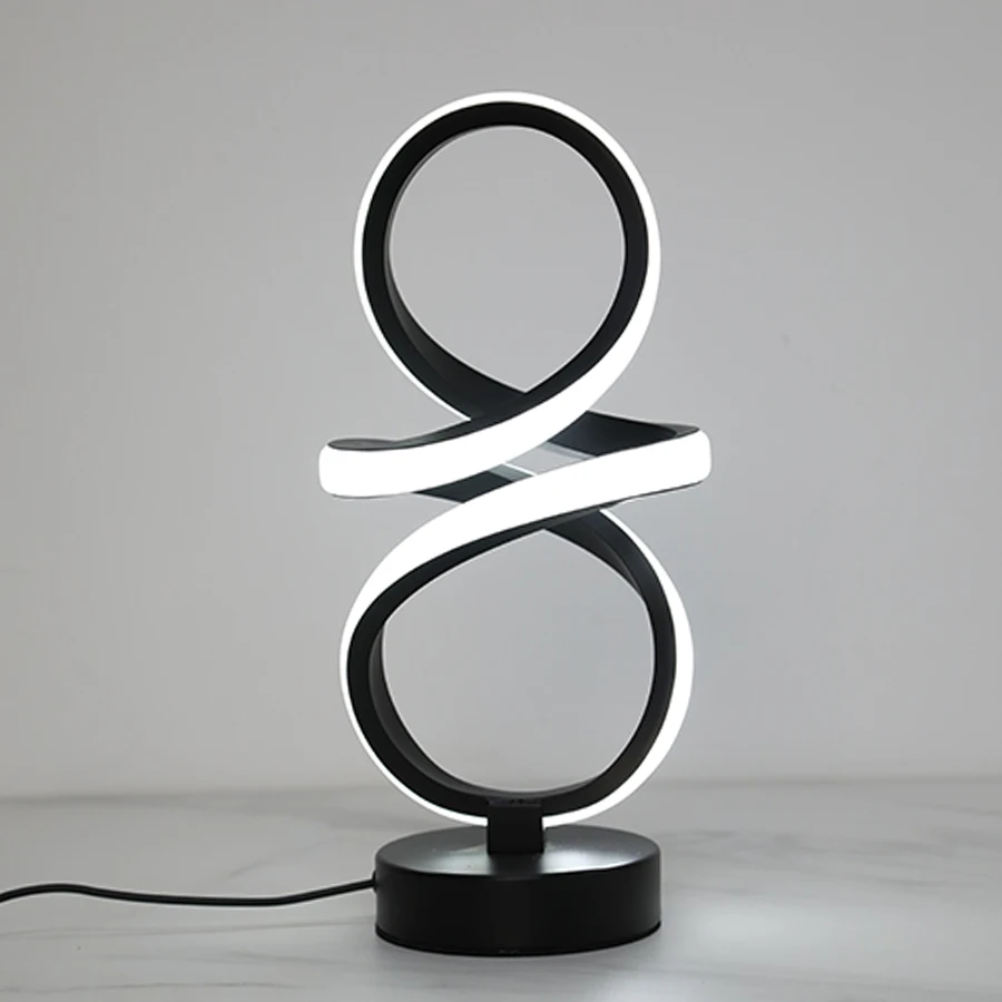 1pc Infinity 8‑Shaped Spiral LED Table Lamp 3‑Color Temp Dimmable Remote Control Bedside Night Light Home Decor Gift