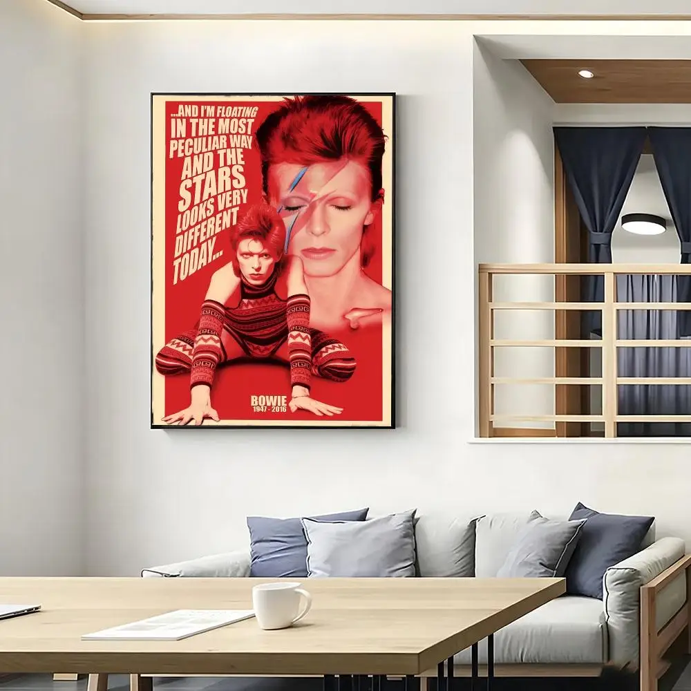 David Hot S-Singer Bowie Poster Poster HD Self Adhesive Waterproof Wall Art Ideal For Home Office Dorm Bedroom Great Gift