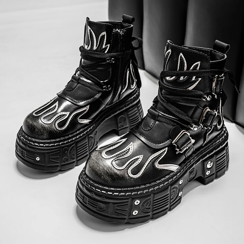 

Men's boots four seasons thick-soled high-top boots fashion Joker plus size tide boots anti-slip comfort youth casual work boots