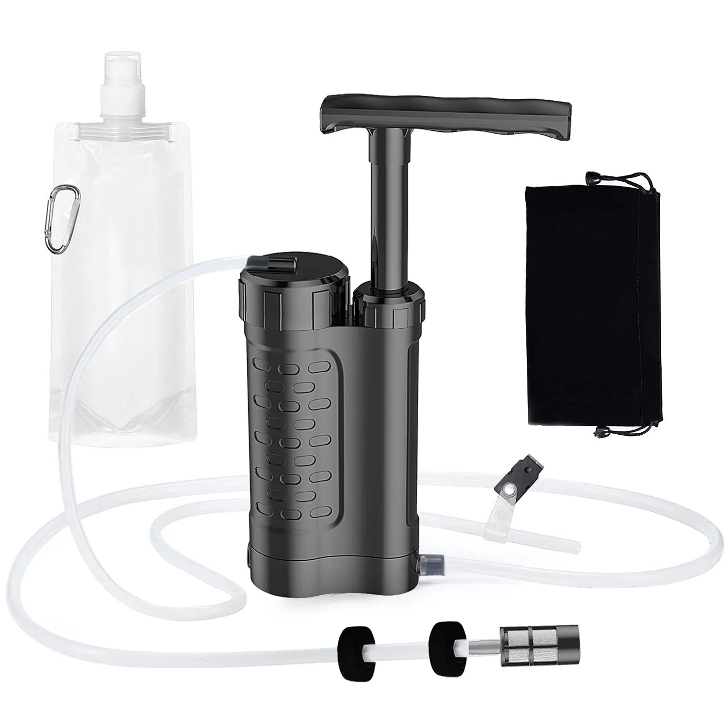 Portable Water Filter Pump, Emergency Survival Purifier for Camping Hiking Outdoor