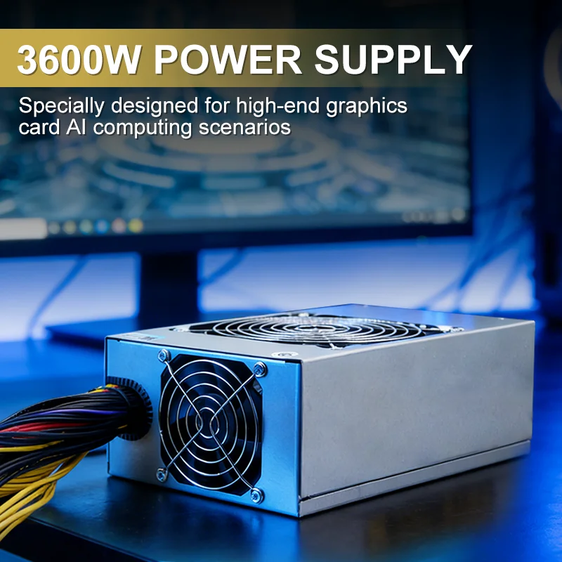 3600W Power Supply 90PLUS Gold ATX PSU Dual CPU and 4x PCIe 5.0 Connectors 220V 24PIN Suitable for AI Application Devices