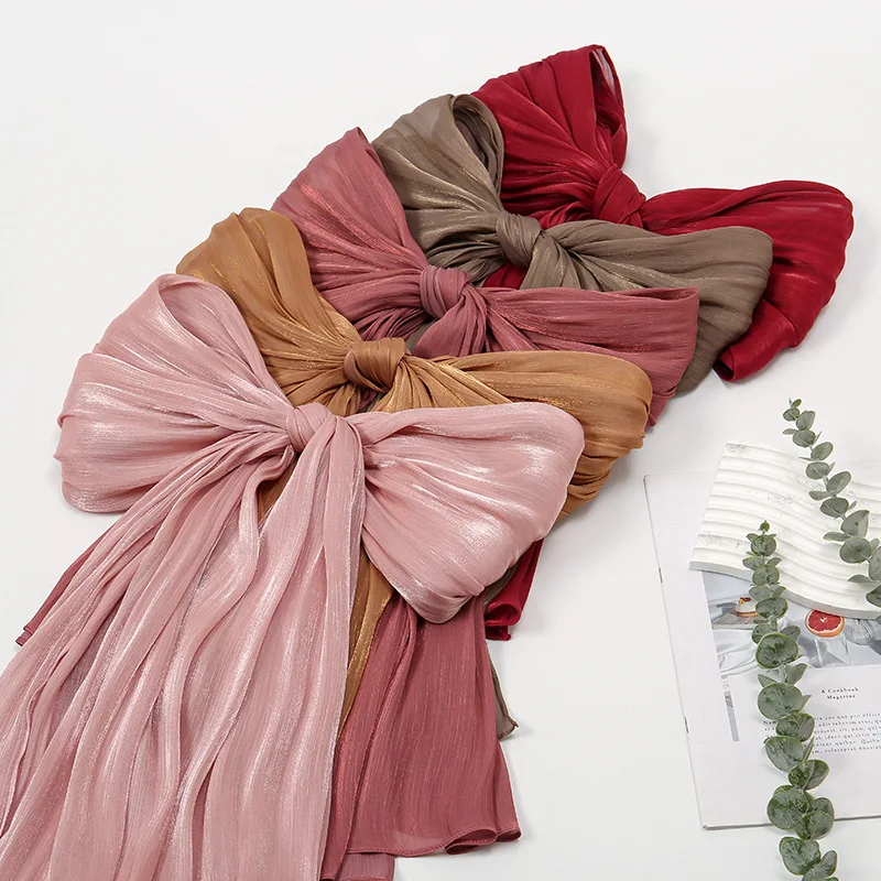 

Women Solid Hijab Scarf Luxury Headscarf Shawl Wraps Femme Turban Neckerchief Bandana Ribbon Headband Hair Bands Foulards