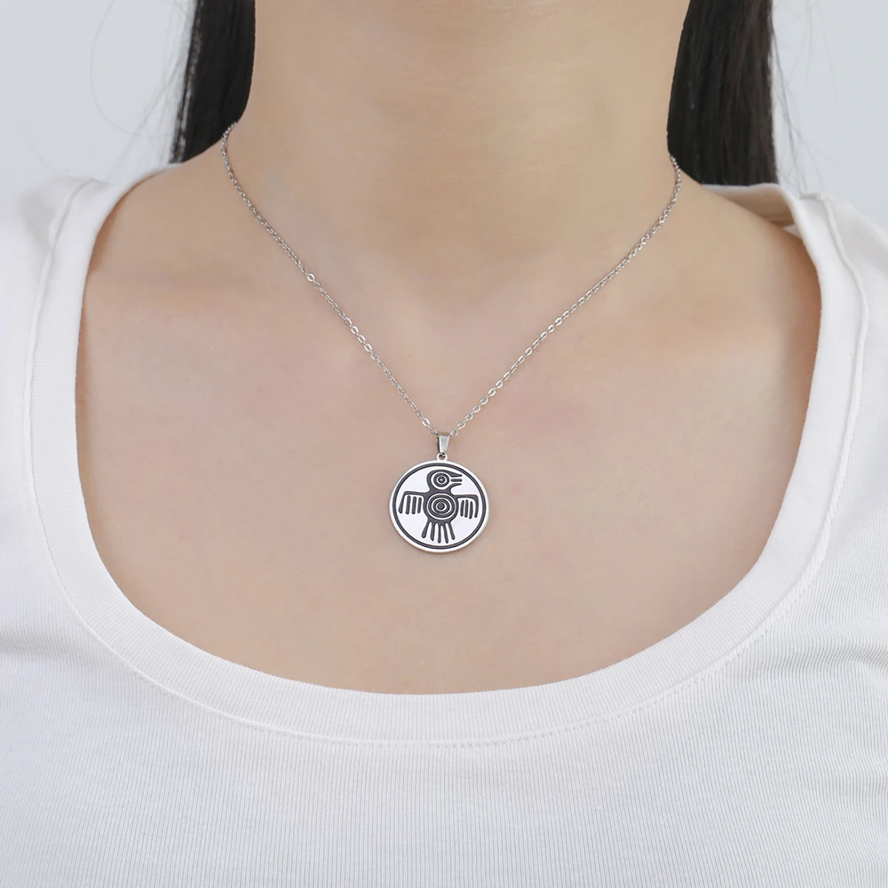 Dawapara aztekischen Geist Vogel Symbol Halskette Maya Kultur Kraft Stärke und Mut Amulett Anhänger Edelstahl Schmuck – Detail 7