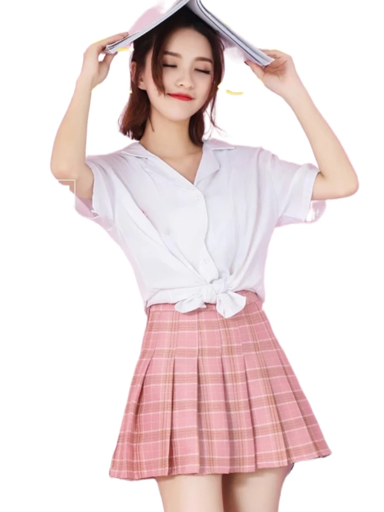 

Plaid Pleated Skirt For Women Summer Korean Preppy Style Harajuku Clothes School Girls Falda Tableada Grey A Line Mini Skirt