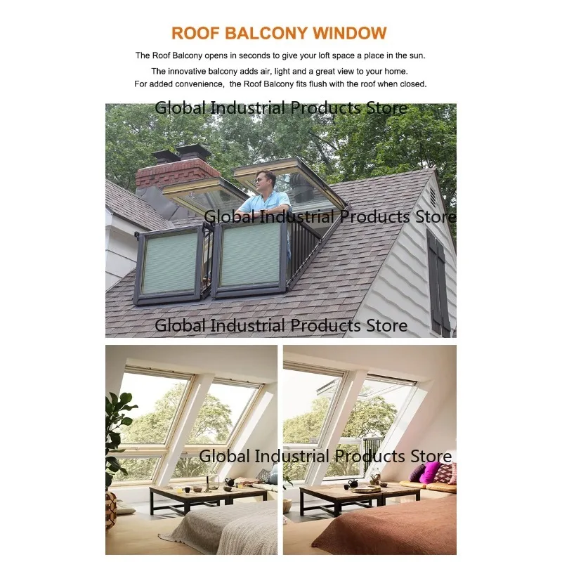 Modern Style Waterproof Aluminum Double Glass Tempered Glass Window Skylight with Balcony