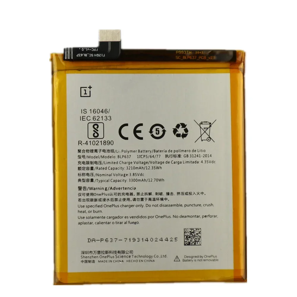 2024 Years 3300mAh Original Replacement Battery BLP637 For 1+ OnePlus 5 5T A5001 One Plus 5T 5 A5010 Phone Battery Bateria