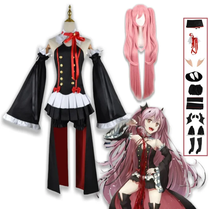 Krul Tepes Cosplay Anime Seraph Of The End Krul Tepes Cosplay Wig Dress Teeth Earrings Suits Krul Tepes Halloween Christmas