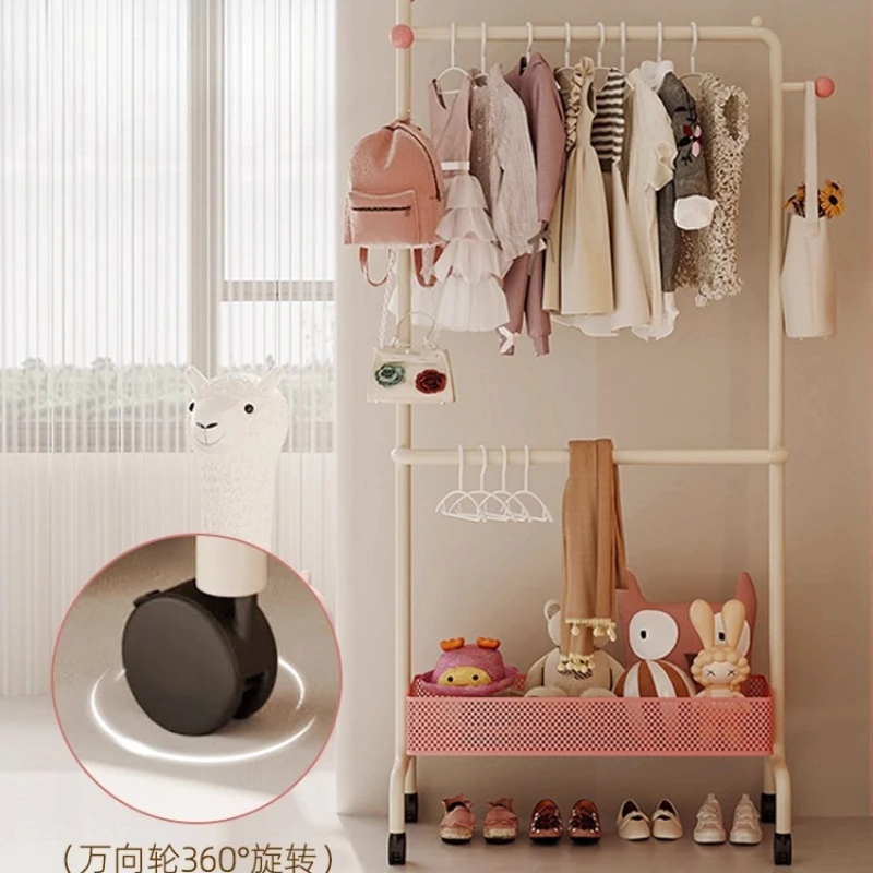 Vibrant Kids Clothes Rack Dopamine Color Bedroom Organizer for Toddler Space Saving Garment Stand Nursery Multi-Tier Coat Racks