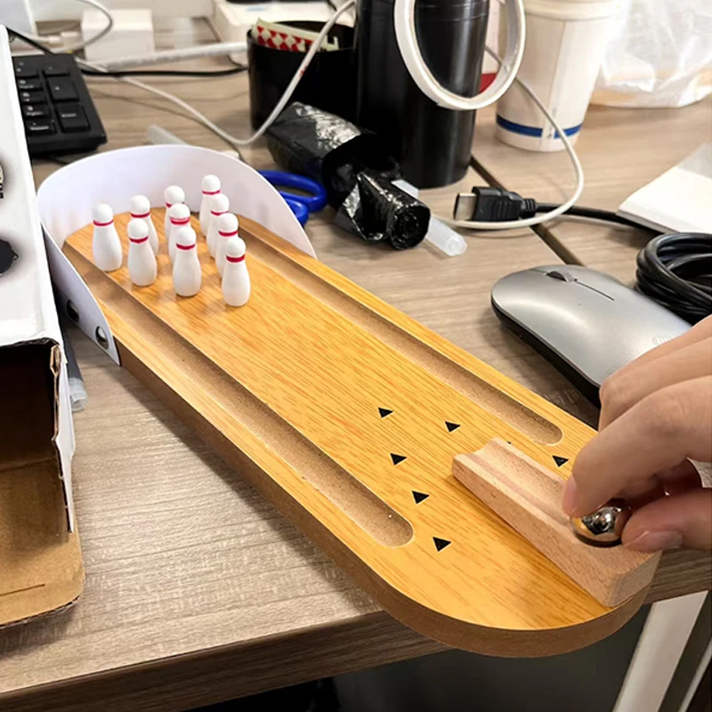 탁상용 미니 볼링 게임 세트 사무실 책상 스트레스 해소 장난감 성인 청소년 소녀 소년 불안 ADHD 피젯 토이 선물