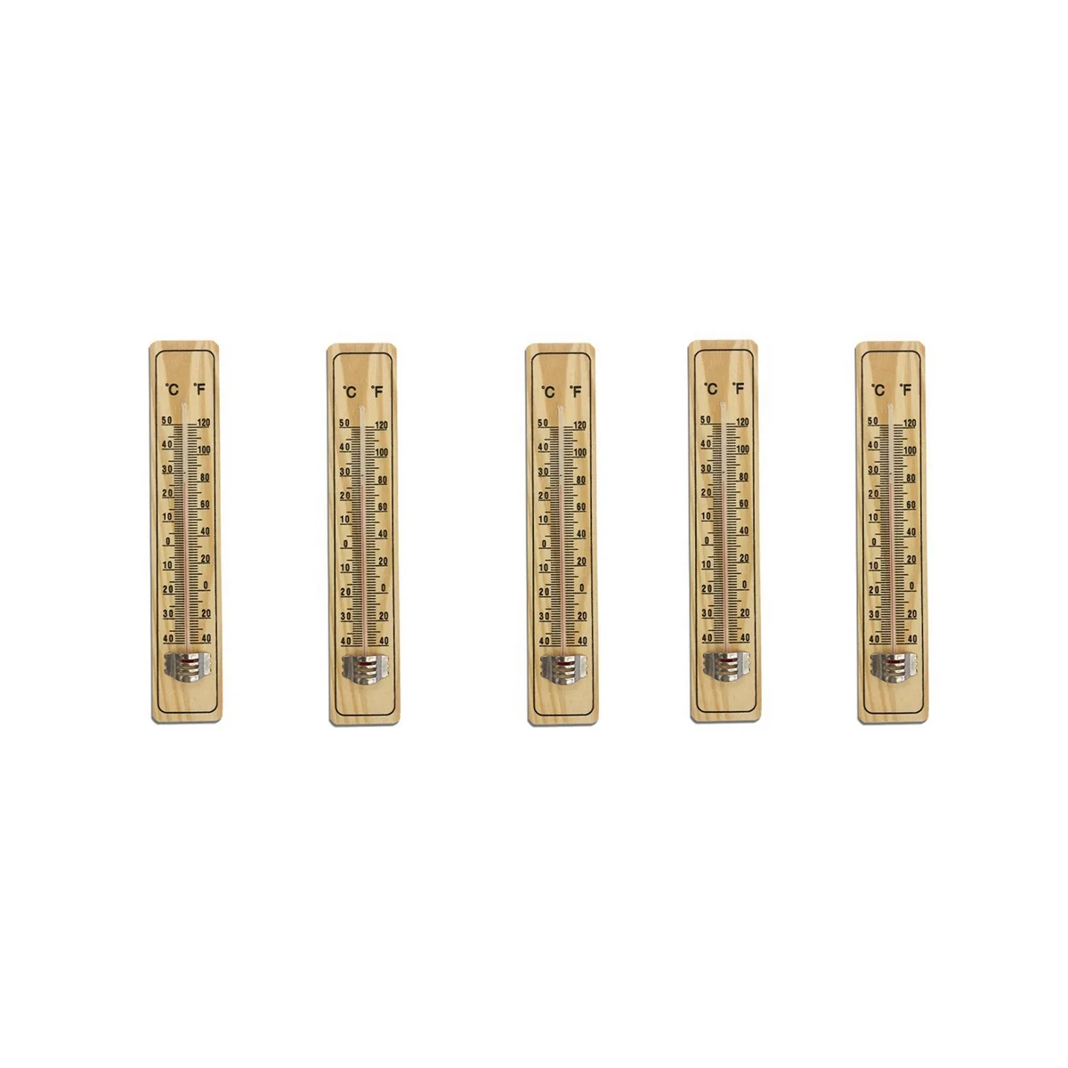 

5 Pieces of Medium-Sized Wood Thermometer, Glass Thermometer and Household Thermometer