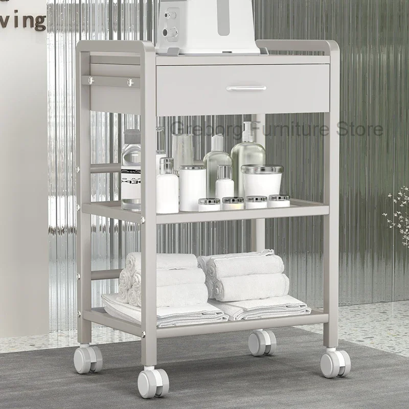 

Trolly Beauty Salon Metal Auxiliary Cart Barber Units Cabinet Stainless Steel Furniture Business Wheels Muebles Belleza Trolley