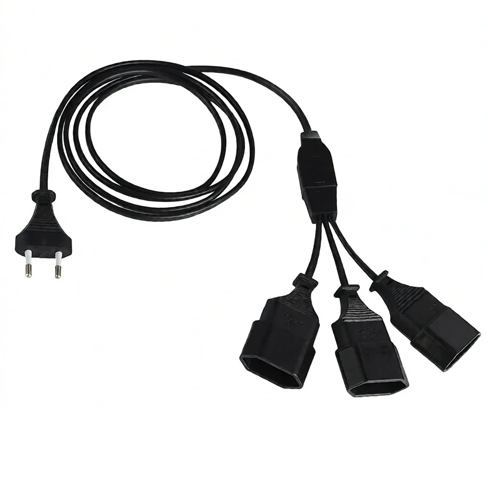 Short EU Extension Cord 3-in-1 Flat Type C Power Splitter To Outlet Splitter 2.5A 250V Extension Cable For Monitor TV Appliance
