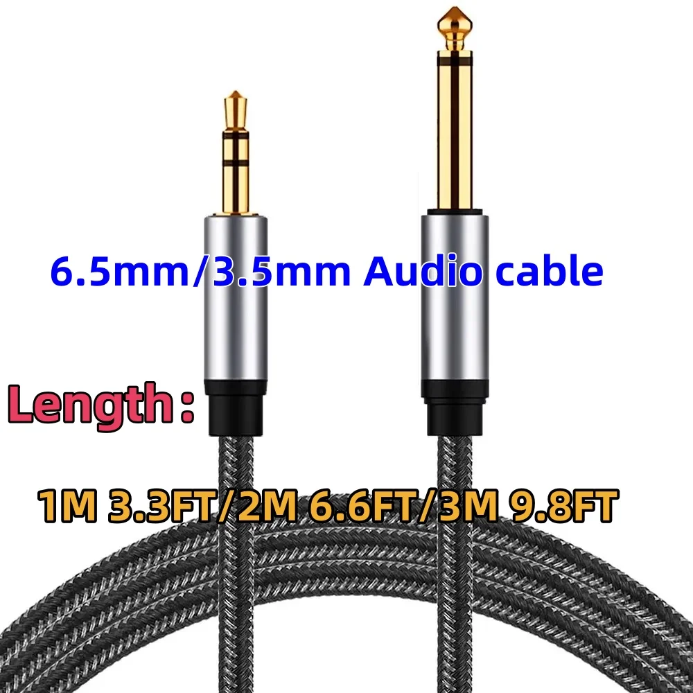 6.5 a 3.5 jack aux cabo adaptador para alto-falante amplificador de guitarra trs cabo de áudio jack 3.5mm a 6.5mm cabo de áudio auxiliar