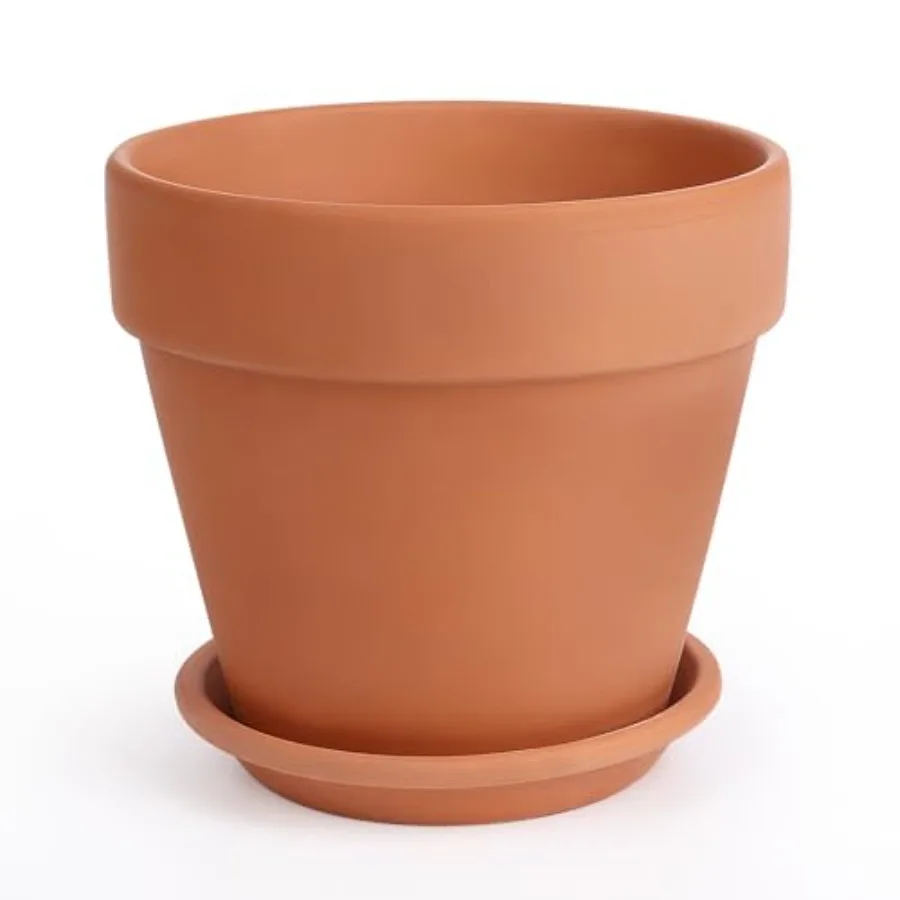 

12 Inch Terracotta Pot with Saucer Ceramic Clay Planter for Indoor Outdoor Plants Large Flower Pot with Drainage Hole and Tray