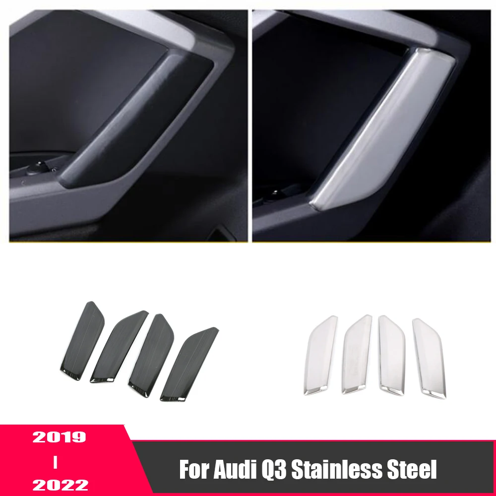 

For Audi Q3 2019-2022 Stainless Steel Car Four-door inner armrest sequin panel frame decor Cover Trim Auto Styling Accessories