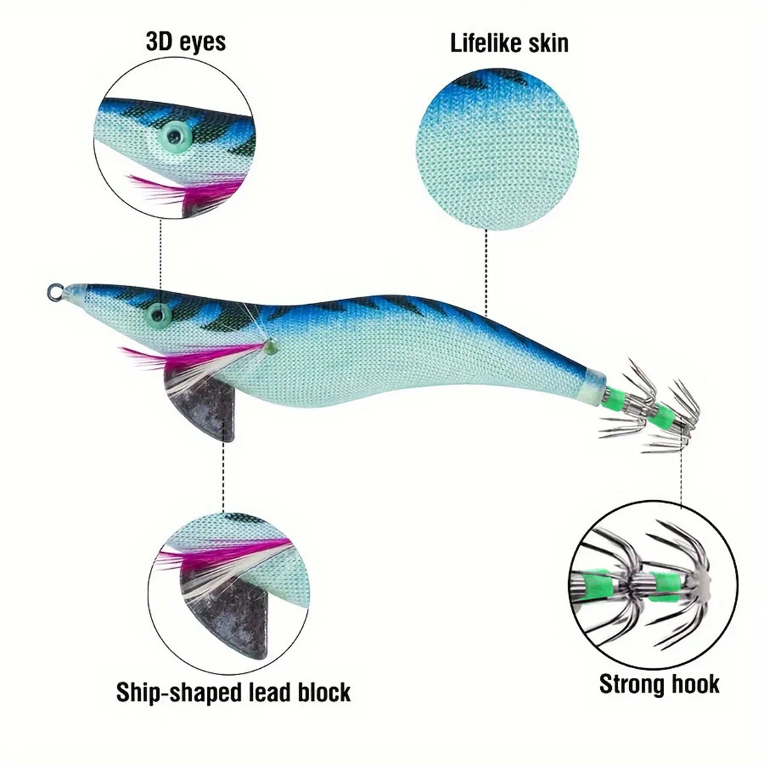 9 كجم 3 قطعة خطاف تهزهز الحبار المضيء بيونيك الروبيان السحر الجمبري المياه المالحة الطعم الثابت عيون ثلاثية الأبعاد ل الأخطبوط تهزهز الحبار #2