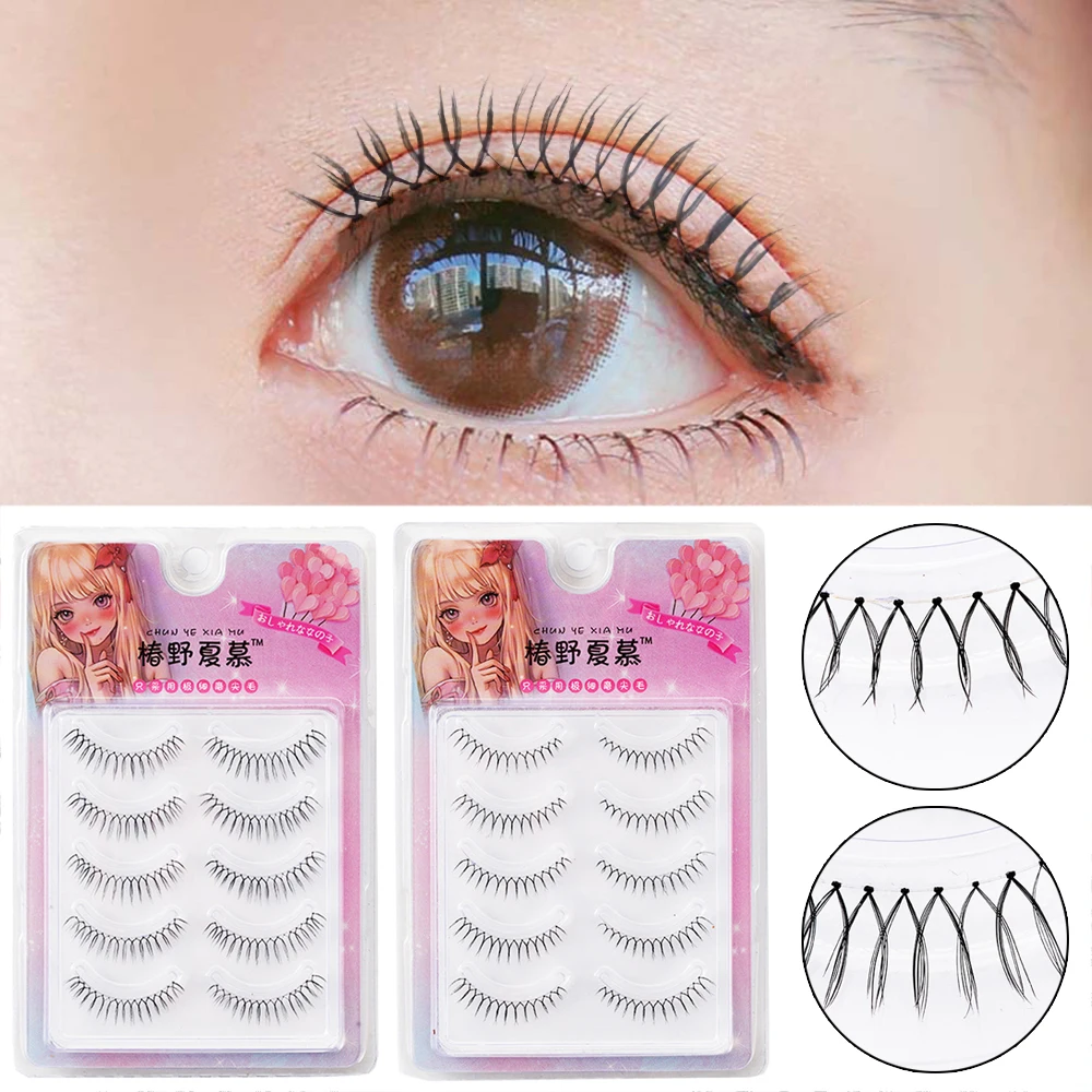 Korean Natural Transparent Stem Lashes Women's U-Shaped False Eyelashes Simulation Lashes Extension Makeup Mink Fake Lashes