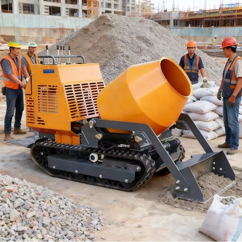 Customized High Quality Small Mini Concrete Mixer Self-loading Tracked Mini Crawler Portable Automatic Track Mobile Cement Mixer