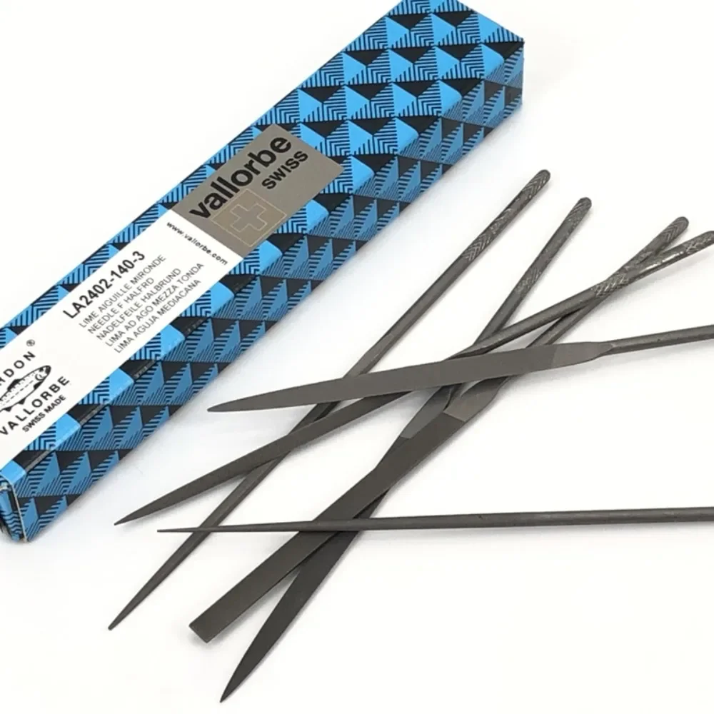 6 قطعة مجموعة ملفات مجوهرات Vallorbe الصلب لتلميع الحجر الخشبي المعدني وتشكيلها مع مربع مسطح مستدير 140 مللي متر إلى 200 مللي متر #3