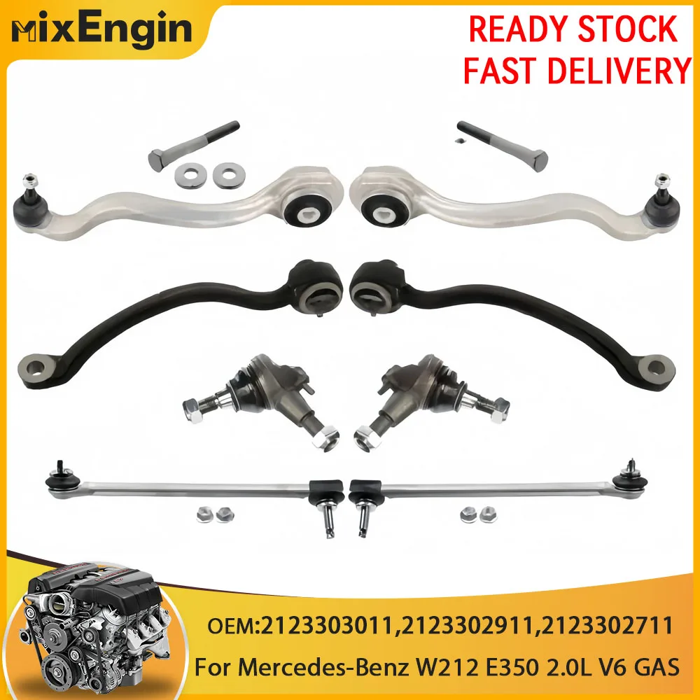 Front Suspension Wishbones Arms Ball Joints Links Fit 2.0 L For Mercedes-Benz W212 S212 E250 E350 E400 E550 2.0L V6 GAS 10-16