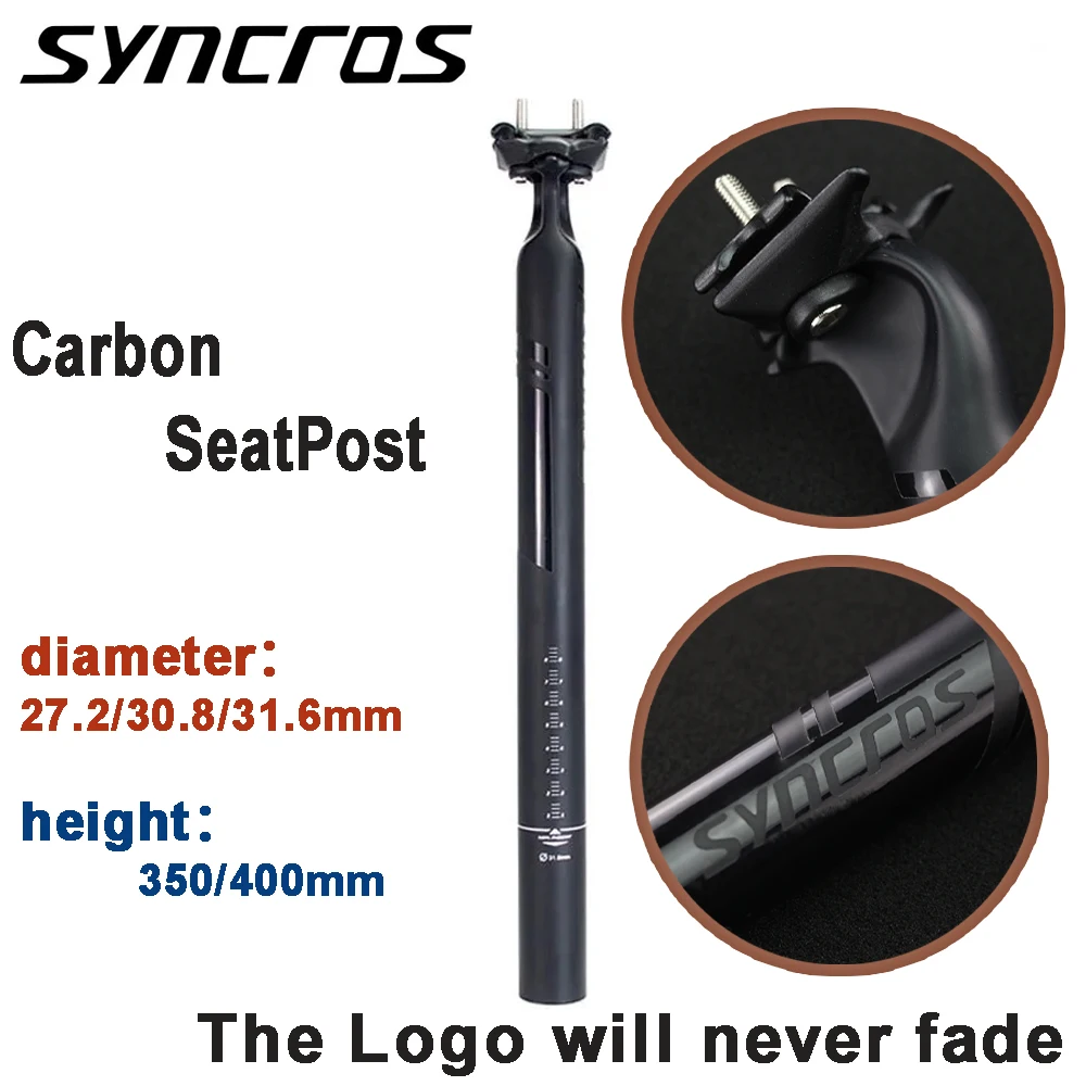 

Syncros Carbon Seat Pole Mountain/Road Bike 27.2/30.8/31.6mm Matte Black Carbon SeatPost Length 350/400mm Seat Tube Bike Parts