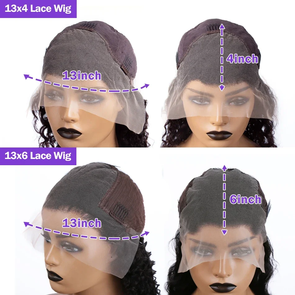 13x6 Glueless HD Transparent Deep Wave Human Hair Lace Frontal Wig 13x4 Curly Lace Front Human Hair Wigs For Black Women