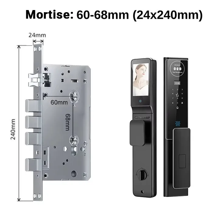Tuya Smart Wood Door Lock with 3D Face Recognition & WiFi Automatic Biometric Security Digit Lock & Camera view 5