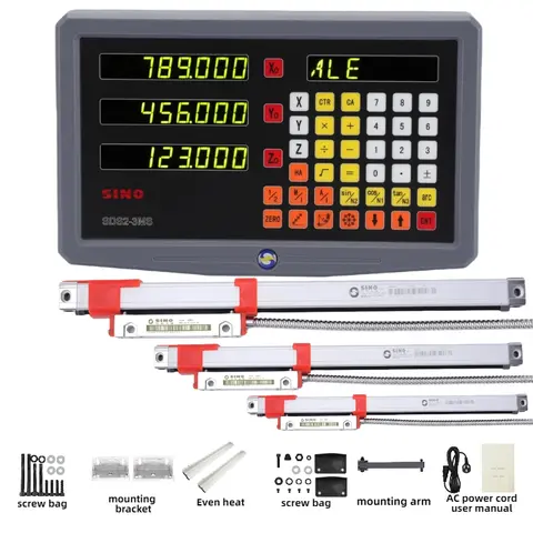 DRO 디지털 판독 세트, 밀링 선반 터닝 기계용 선형 체중계 인코더 센서, 3 축, 70-1020mm, 0.005mm