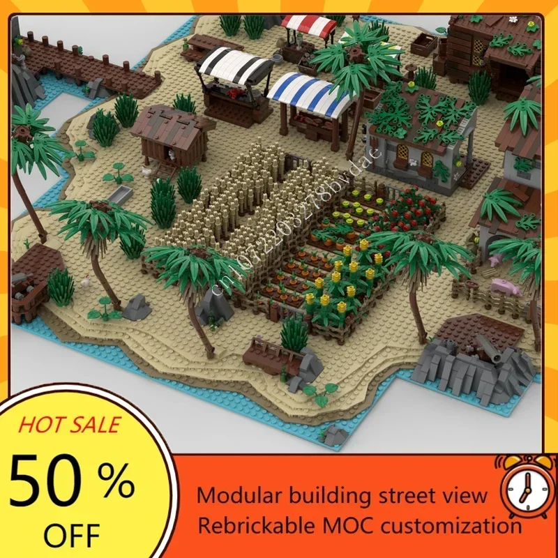 11021 pièces Pirate Island Bay Beach Island Extension modulaire MOC créatif rue vue modèle personnalisé Puzzles bricolage modèle jouets cadeaux